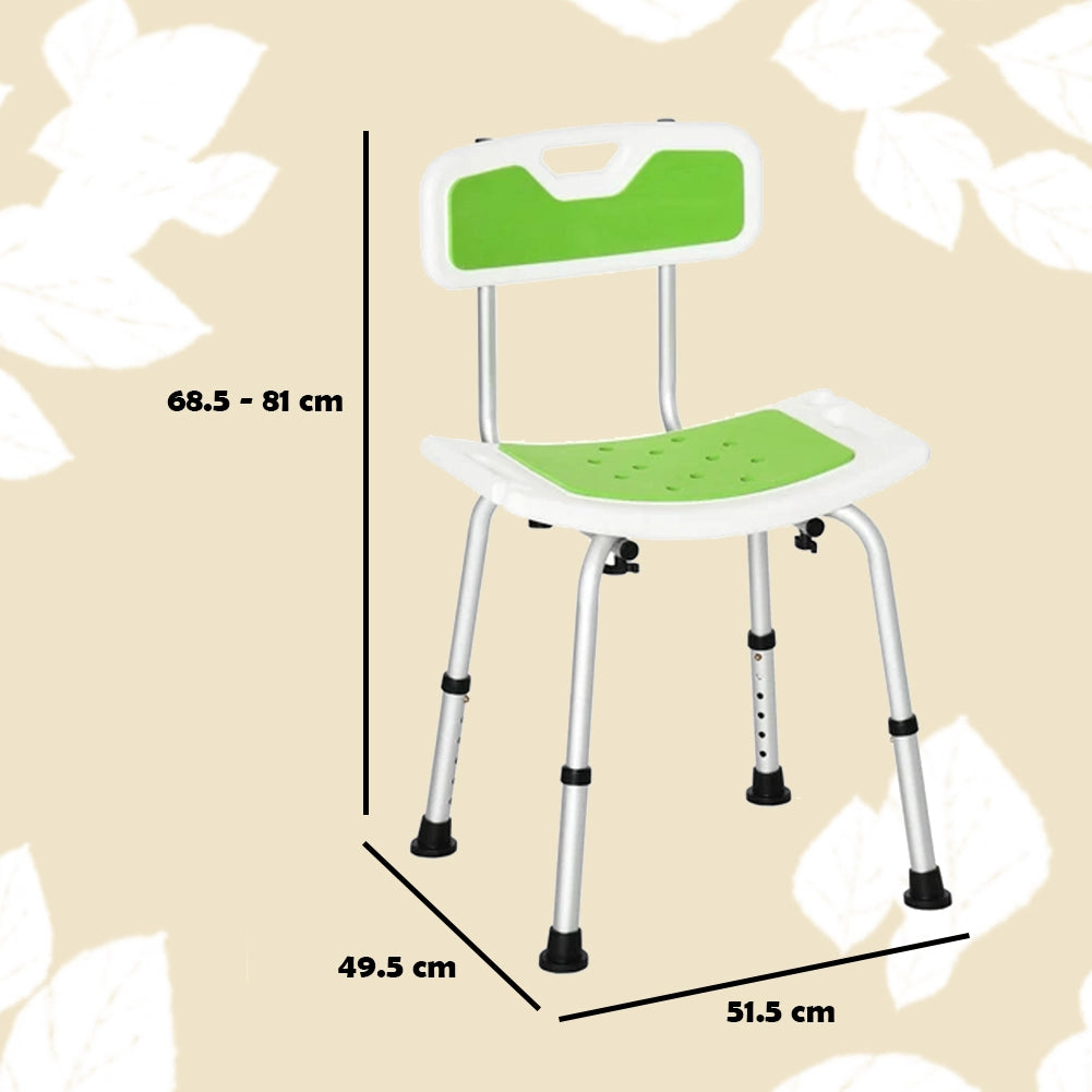 Sedia per Doccia con Altezza Regolabile in 6 Livelli Sedile Bagno Antiscivolo
