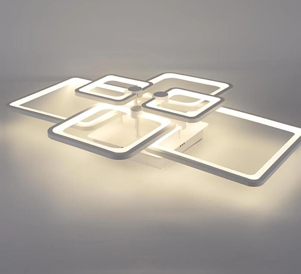 Plafoniera LED 70W 3 colori CCT, luce calda/naturale/fredda, lampadario moderno 6 quadrati 5600lm, design elegante per interni