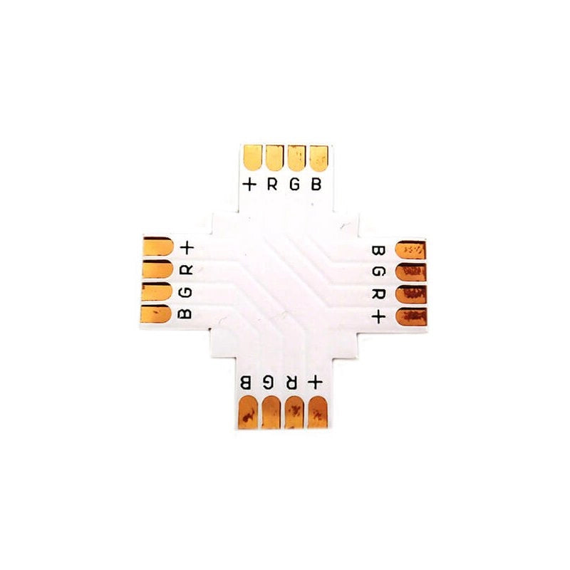 4 PZ Connettore Passo 10mm RGB Forma X Croce per Allungare e Curvare Striscia Led RGB