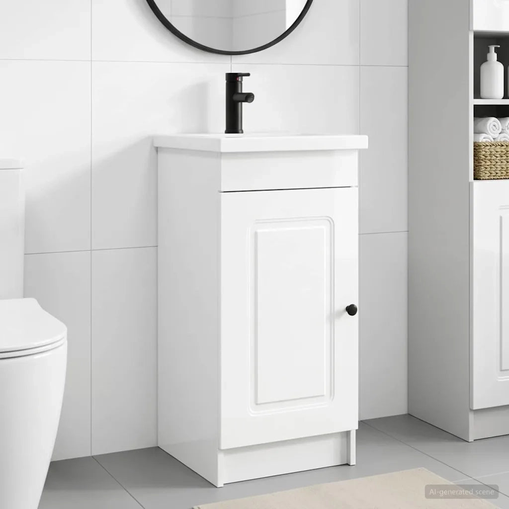 Mobile da bagno con lavabo Bianco Lucido 42 x 40 x 84,5 cm 889998