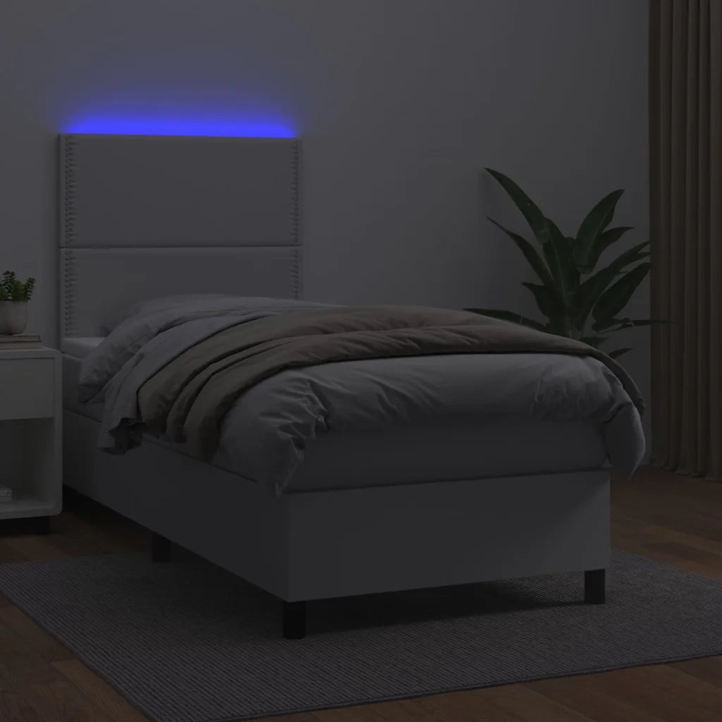 Giroletto Molle con Materasso e LED Bianco 100x200cm Similpelle 3135868