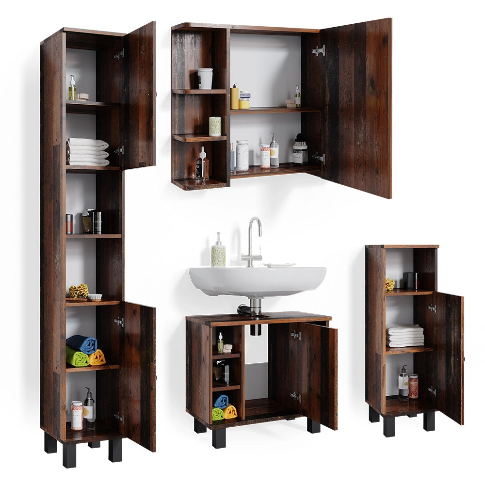 Vicco Set mobili bagno Rovere rustico 4 parti