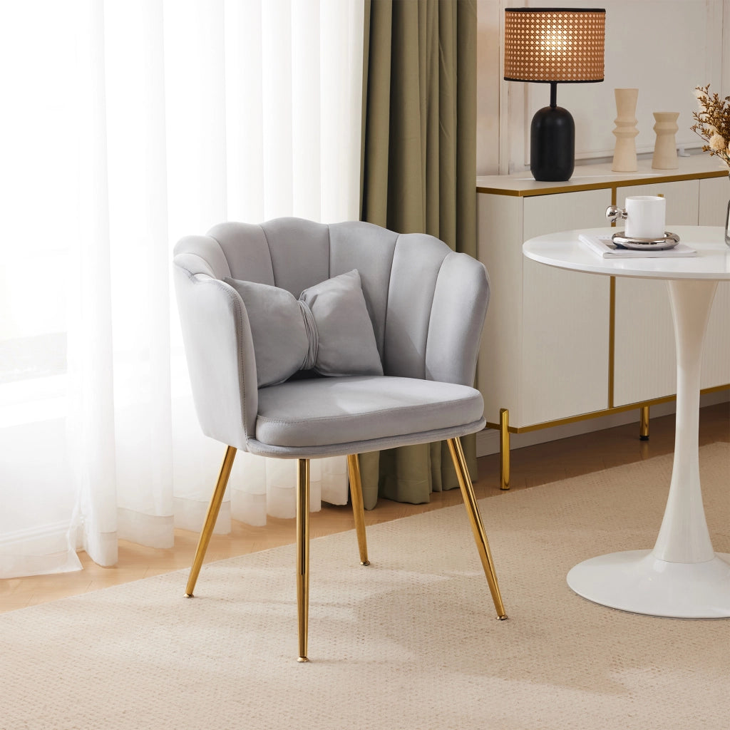 POLTRONA da soggiorno in velluto grigio 62x54x43 cm con cuscino