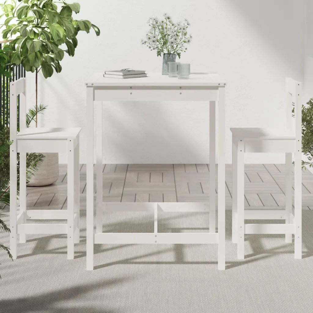 Set Bar da Giardino 3 pz | Set Salotto da Giardino Bianco in Legno Massello di Pino