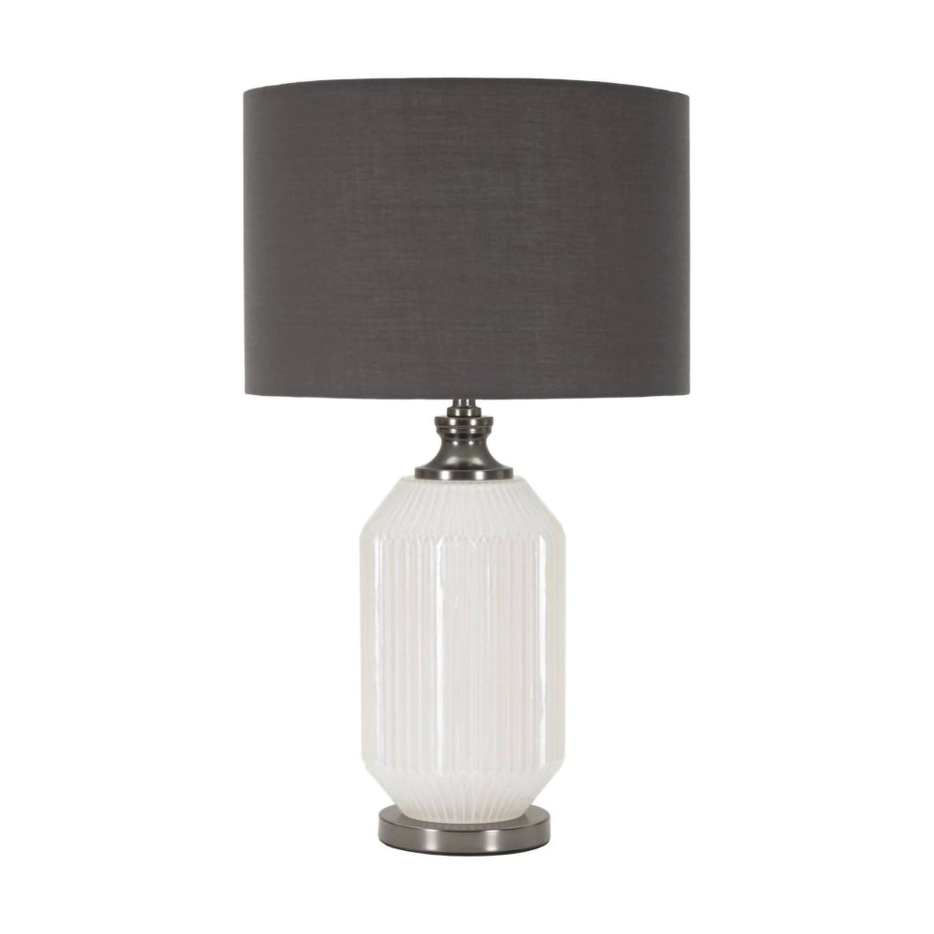 Lampada da tavolo Vidardo, Luce da scrivania , Luminaria da ufficio, Lampada da lavoro, 38x38 h65 cm, Bianco e Grigio