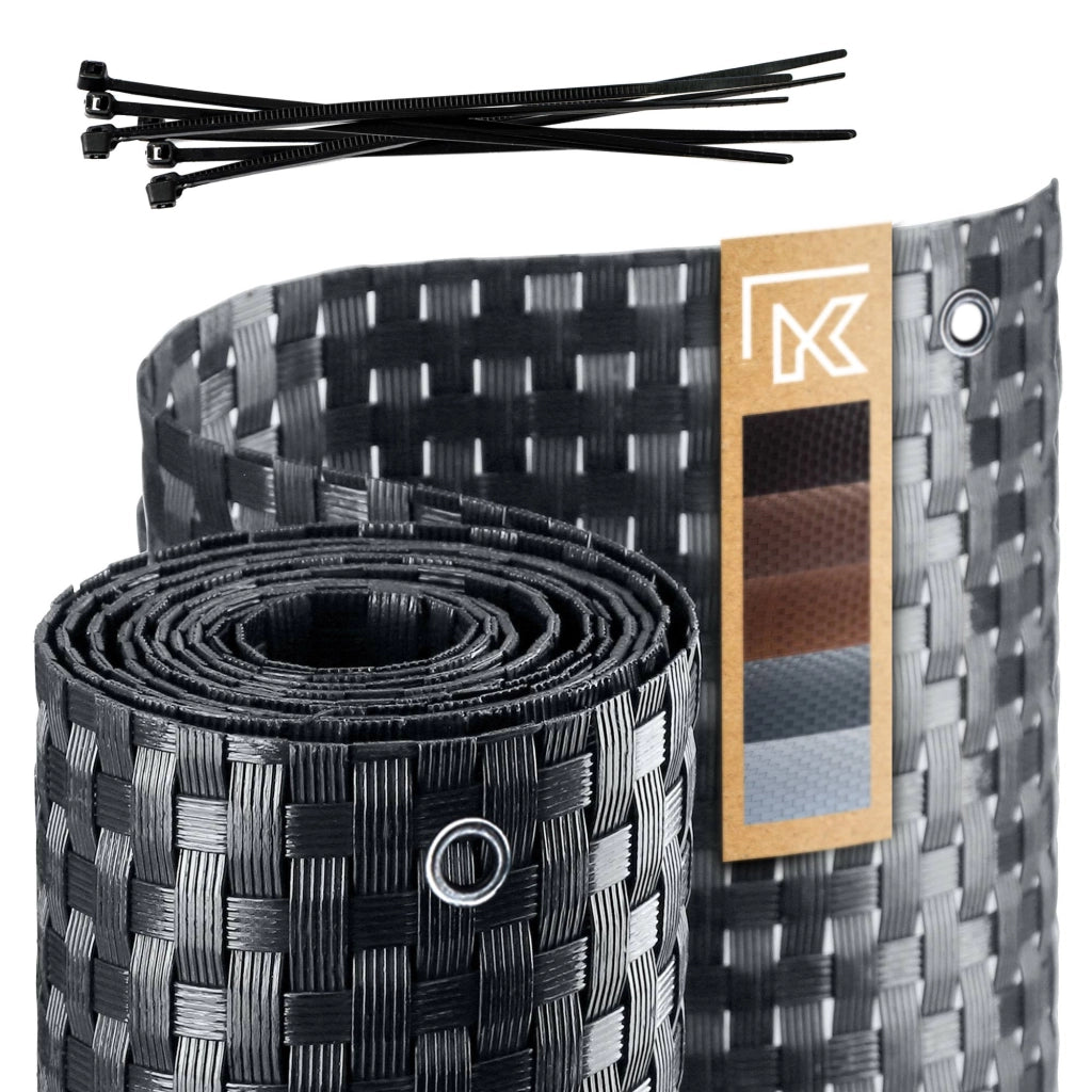 Telo di copertura per balcone in tecnorattan KADAX 0,9x5 m, antracite, tappetino premium per balcone e terrazzo