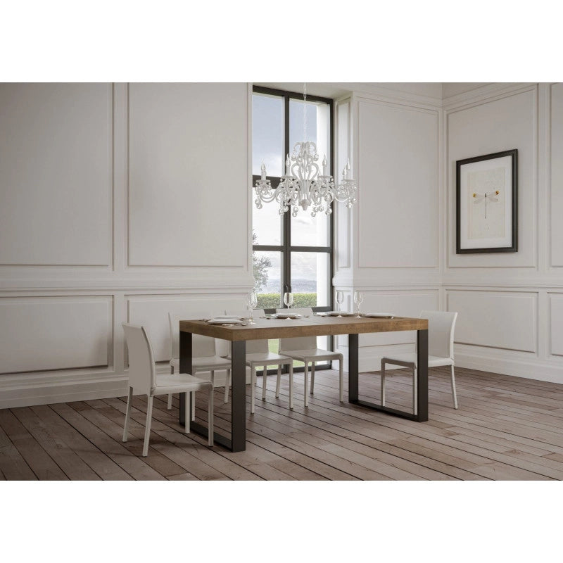 Tavolo allungabile 200/304x90 cm Tecno telaio Antracite - Noce