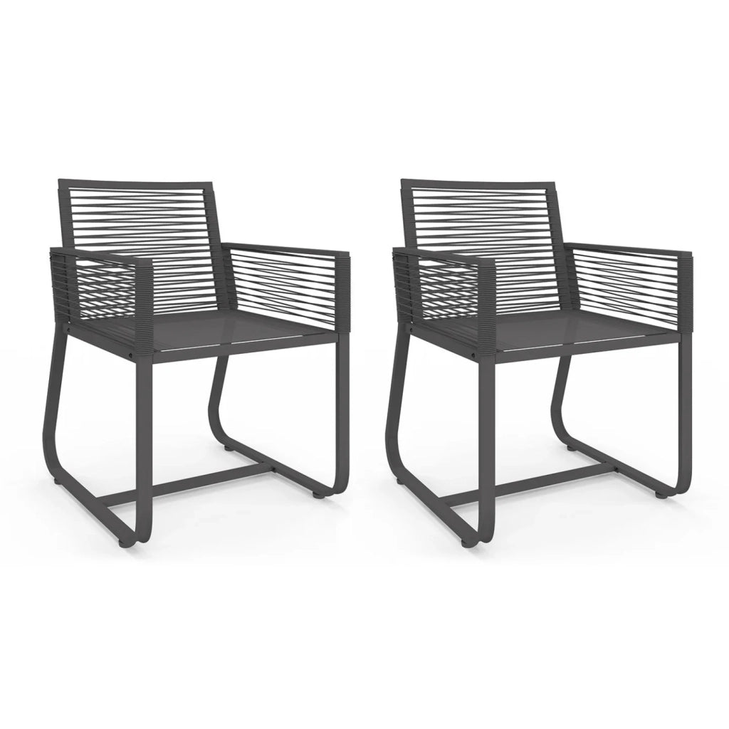 IDMarket - Set di 2 poltrone da giardino ODESSA in metallo e corda grigia