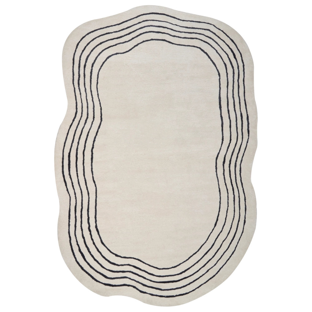 Tappeto Beige Viscosa e Lana Forma Irregolare 200 x 300 cm Stile Moderno Glam