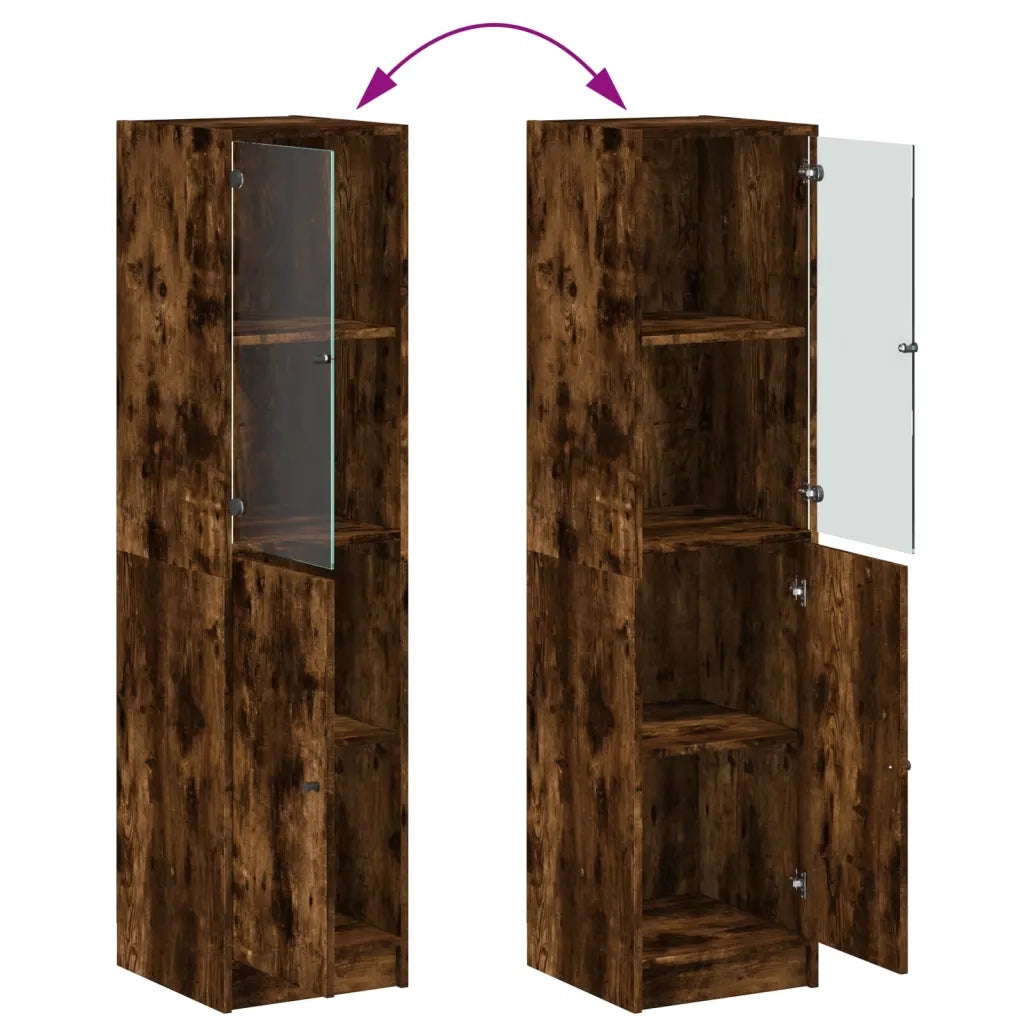 Credenza con Anta-Buffet-Armadio da cucina in Vetro Rovere Fumo 35x37x142 cm