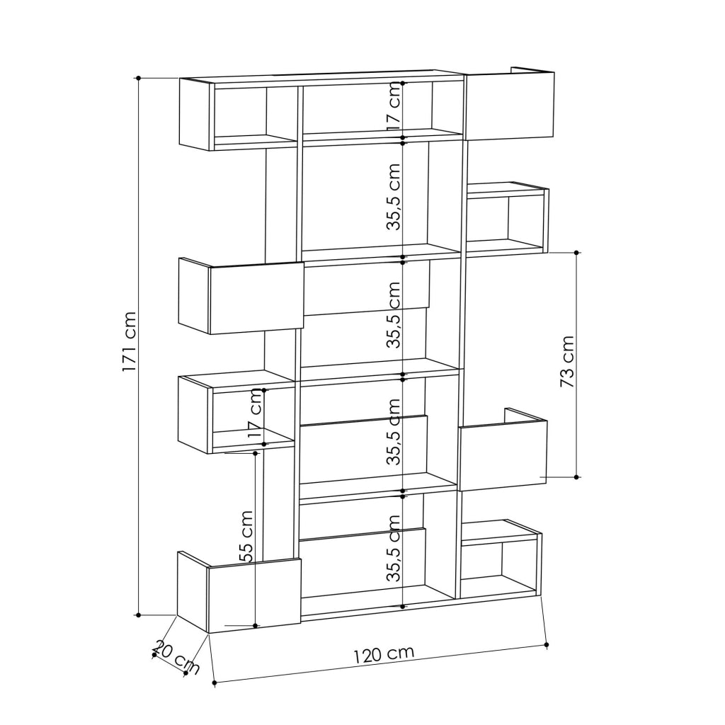 Libreria in legno "Niho" 120 x 27 x 171 cm - Bianco