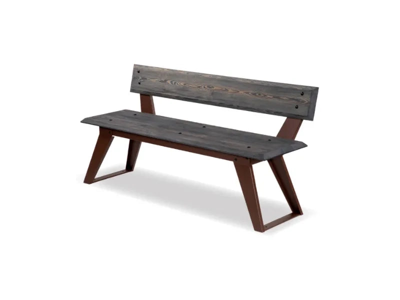 Panca Saké 233 legno metallo schienale 150x43x73h Giochipark zincata verniciata - Corten/Grigio