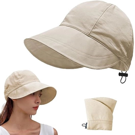 Cappello da Sole per Donne UPF 50+ - Cappello da Spiaggia Opportuno con Bordo Largo - Estate e Esterno - Beige - Circonferenza del Cervello 55-60cm - Beige