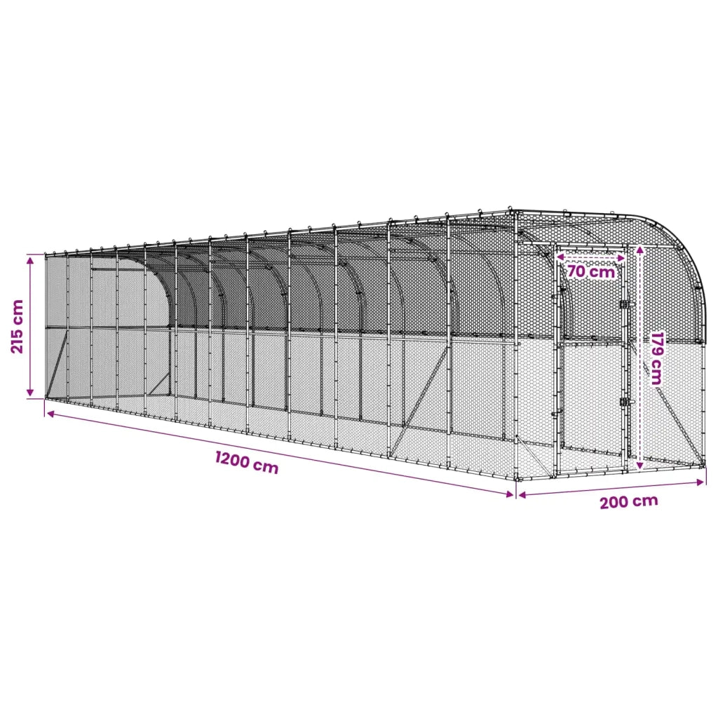 Gabbia per Polli Contro il Muro Argento 600 x 150 x 215 cm 3434740