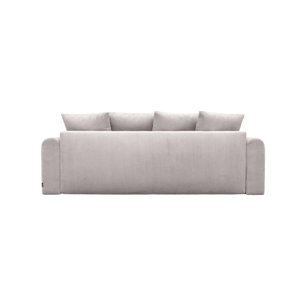 Divano letto in velluto a coste con contenitore, 3 posti, beige grigio
