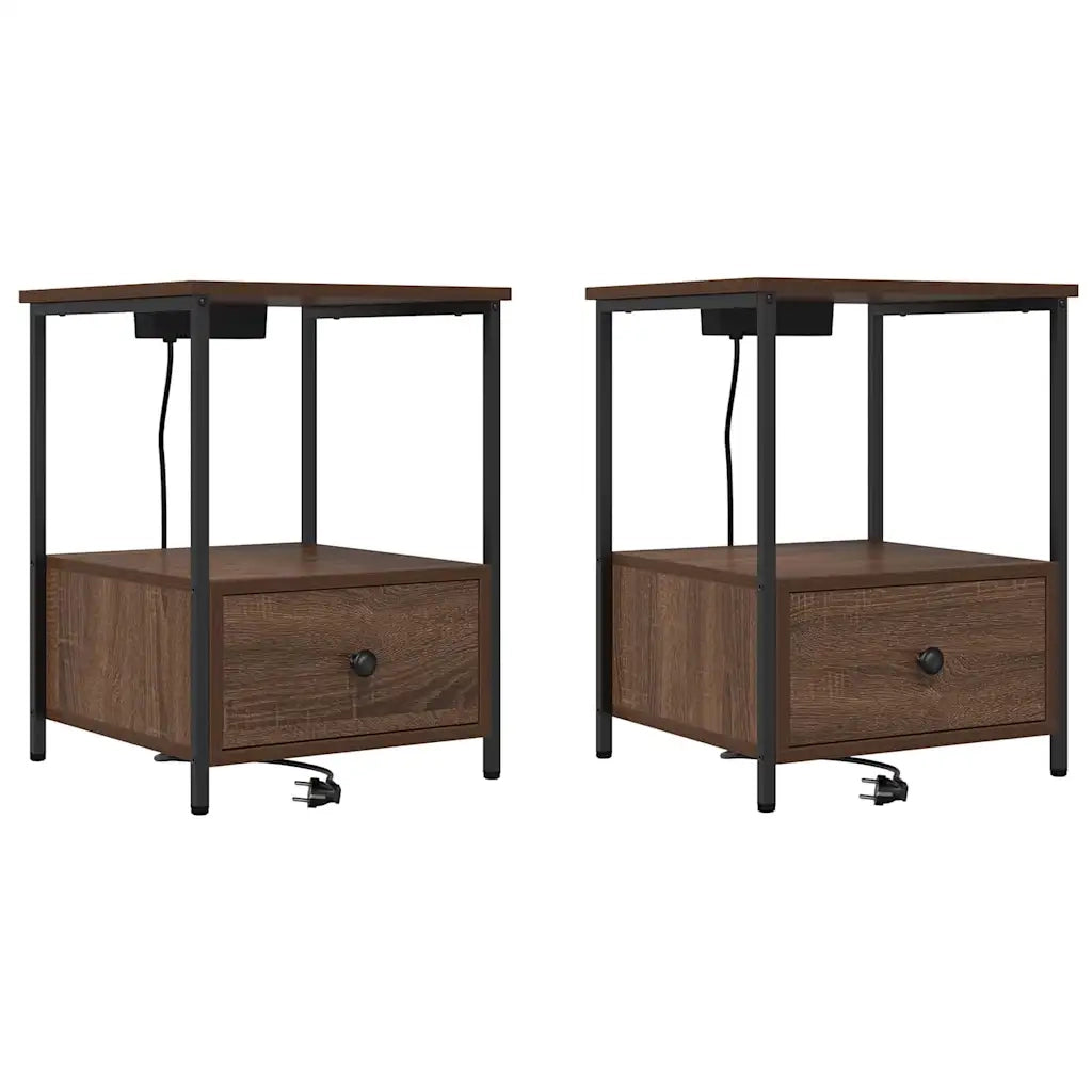 Set di 2 Comodini | Armadio da Notte | Mobiletto da notte Rovere Marrone 42 x 41 x 56 cm