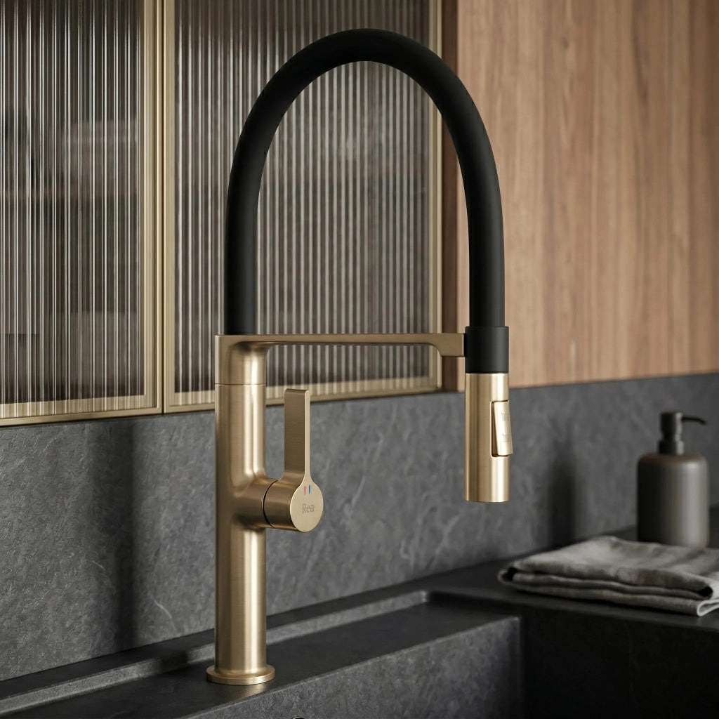 Rubinetto Da Cucina Rea Lago Brush Gold