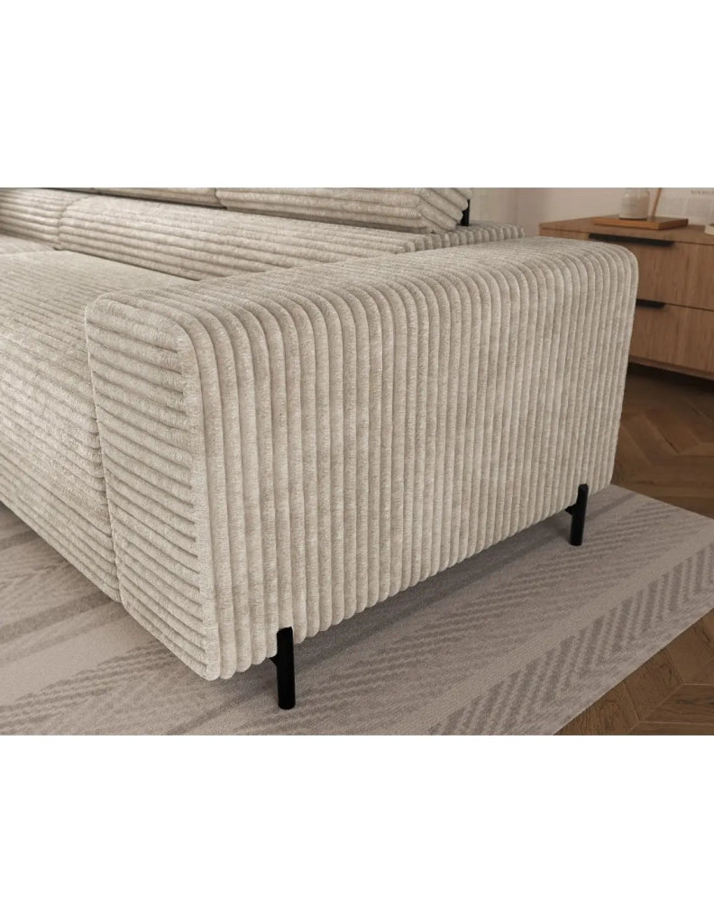 Divano ad angolo COLESIA convertibile 5 posti beige velluto a coste – sinistro – 274x200cm