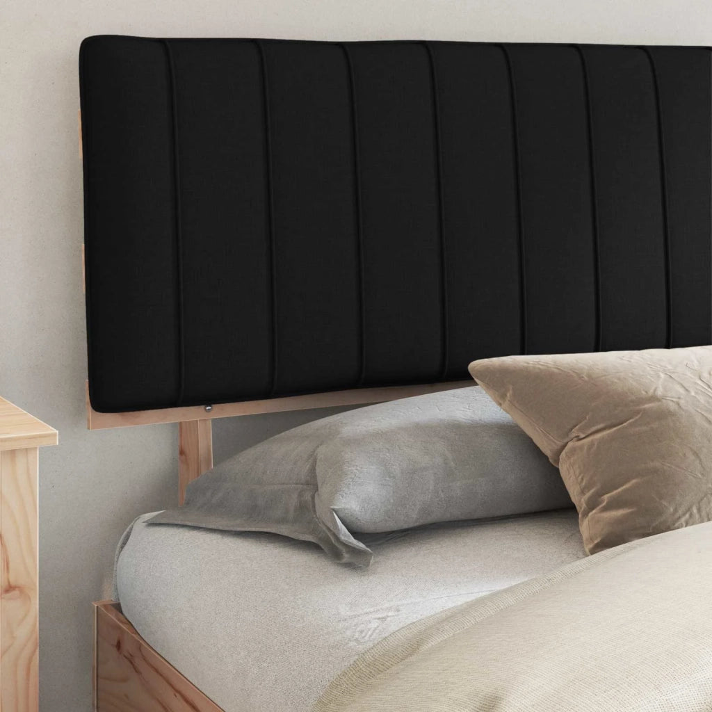 Letto con Testiera Rivestita Nero 200 x 200 cm Pino massello 3398096