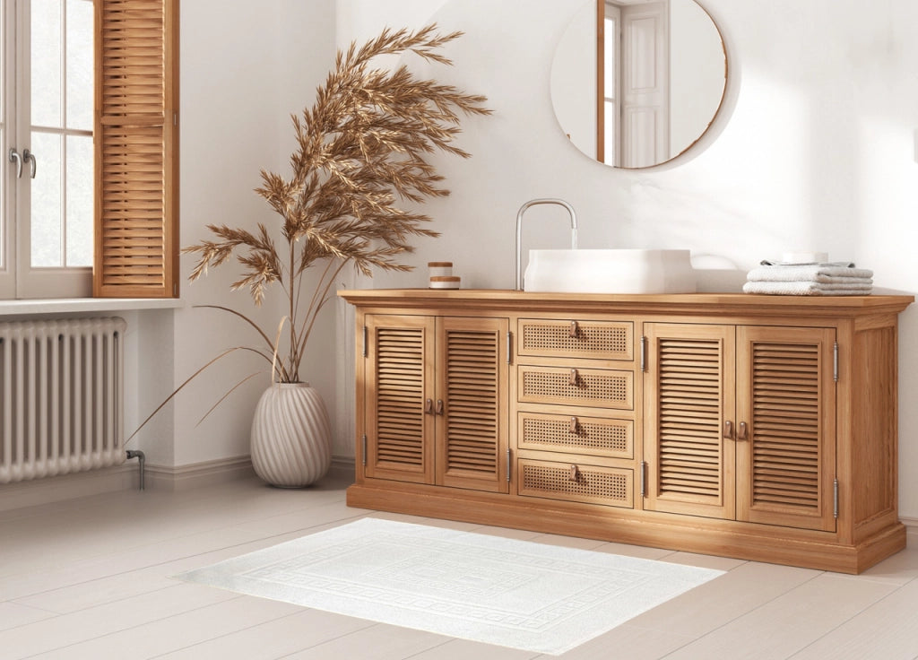 Tappeto Da Bagno Disegno Torino Colore Bianco - 60x90 - Bianco