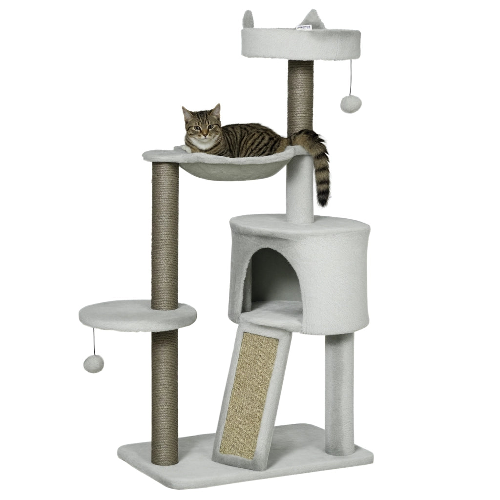 Letto per gatti con tiragraffi, cuccia e amaca ¨C zephmum ¨C 60x40x113 cm grigio chiaro