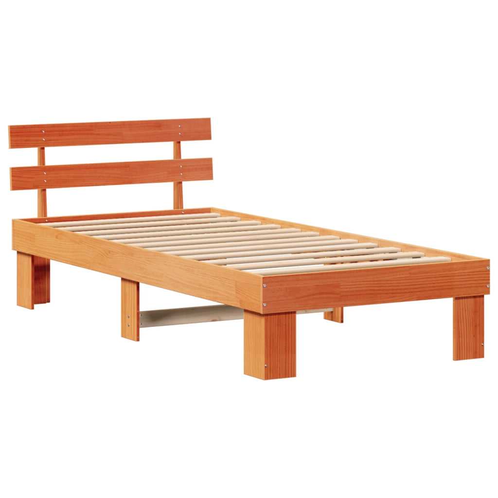 Struttura Letto con testiera Marrone Cerato 90x190 cm Legno massello di pino