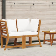 Divano Angolare Modulare Cuscini Crema in Massello di Acacia 311840