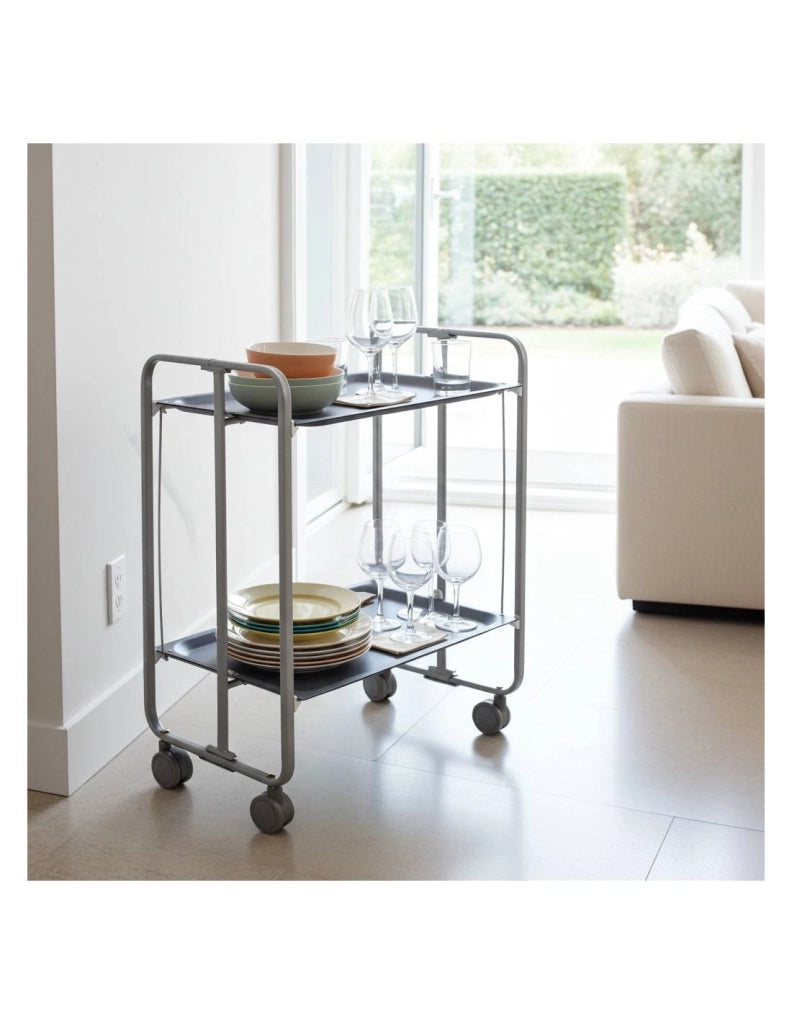 Carrello da cucina pieghevole grigio con ruote BAUHAUS 2 ripiani