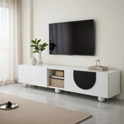 Cassettiera per TV bianca in MDF e truciolare; lunghezza 180 cm