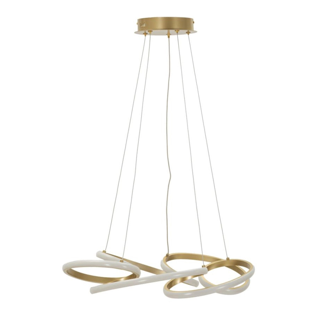 Lampadario Glovy in oro satinato con spirali LED regolabili