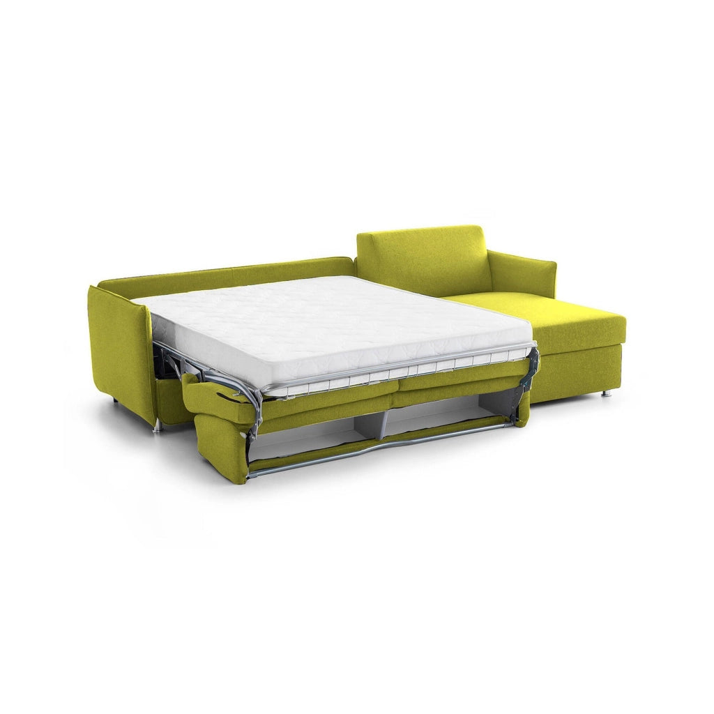 Sumirago, Divano Letto con Penisola Sfoderabile Made in Italy, 260x160 cm Verde
