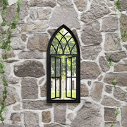 Specchio da Giardino-Specchio Decorativo-Specchio Esterno Nero 70x30 cm in Ferro per Uso Esterno 288469