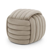 Pouf annodato in velluto 53 cm NILO Beige Polvere