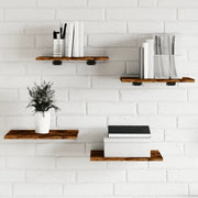 Mensole Parete 4pz Rovere Fumo 40x30x1,5 cm Legno Multistrato