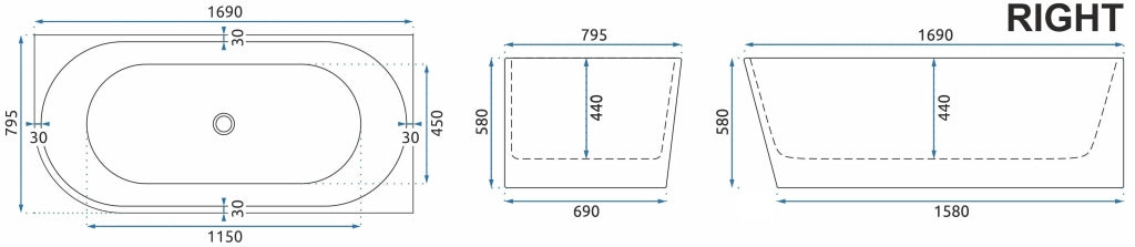 Vasca Bagno Sydney Bellanto Bellanto Destra 170cm Copritappo bianco