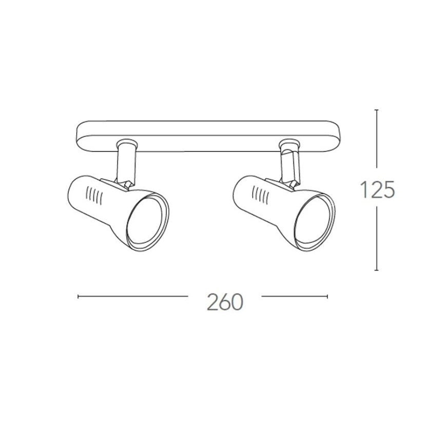 BARRA 2 SPOT CARRERA E27 28,5XH18,7CM BIANCA