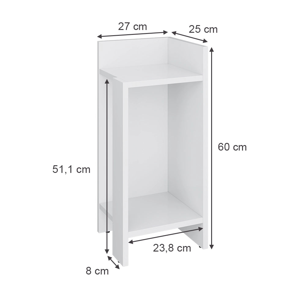 Vicco Comodino Bianco 27 x 60 cm Set di 2