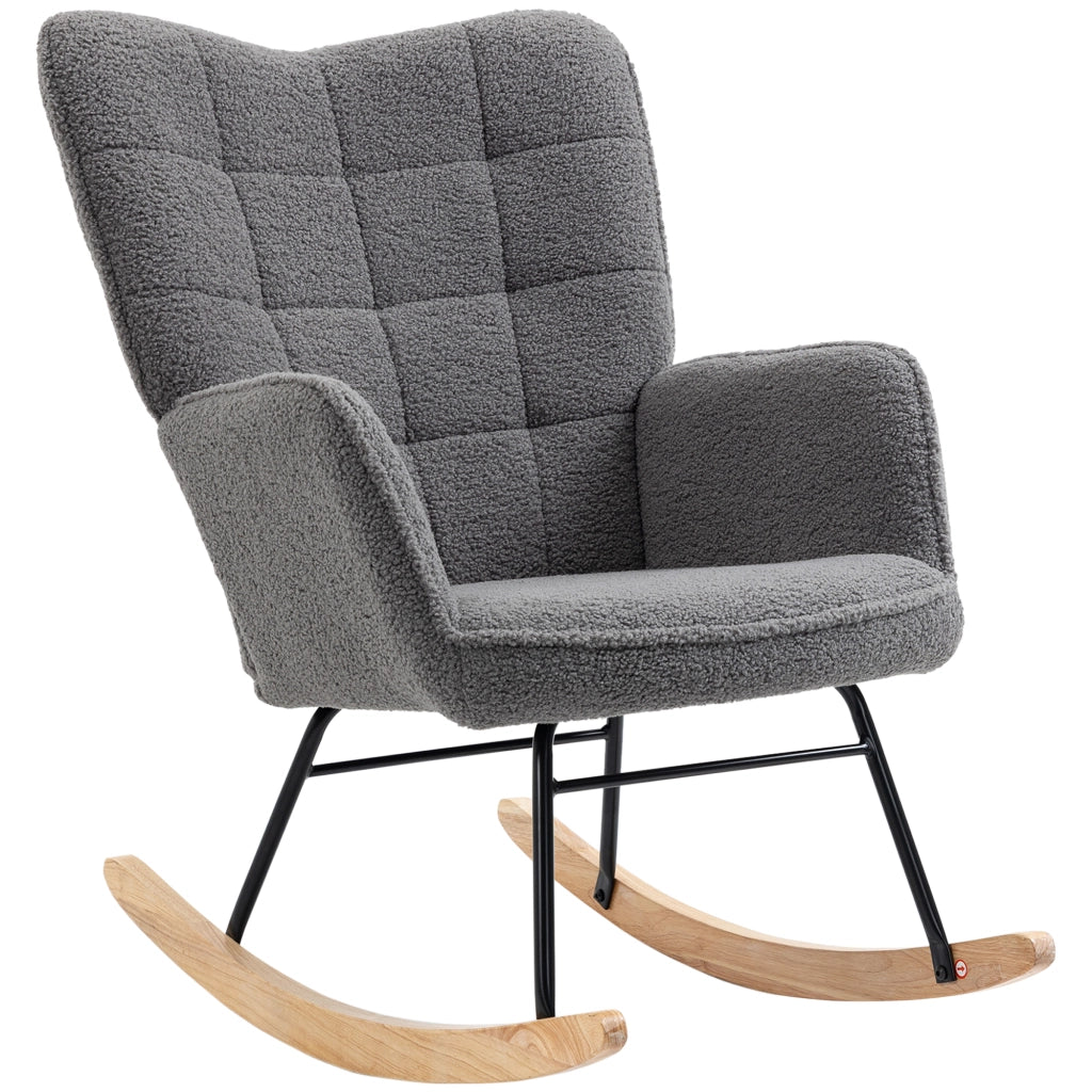 Poltrona Dondolo Massaggiante in Legno ¨C Zephmum ¨C Grigio Scuro 98x71x101