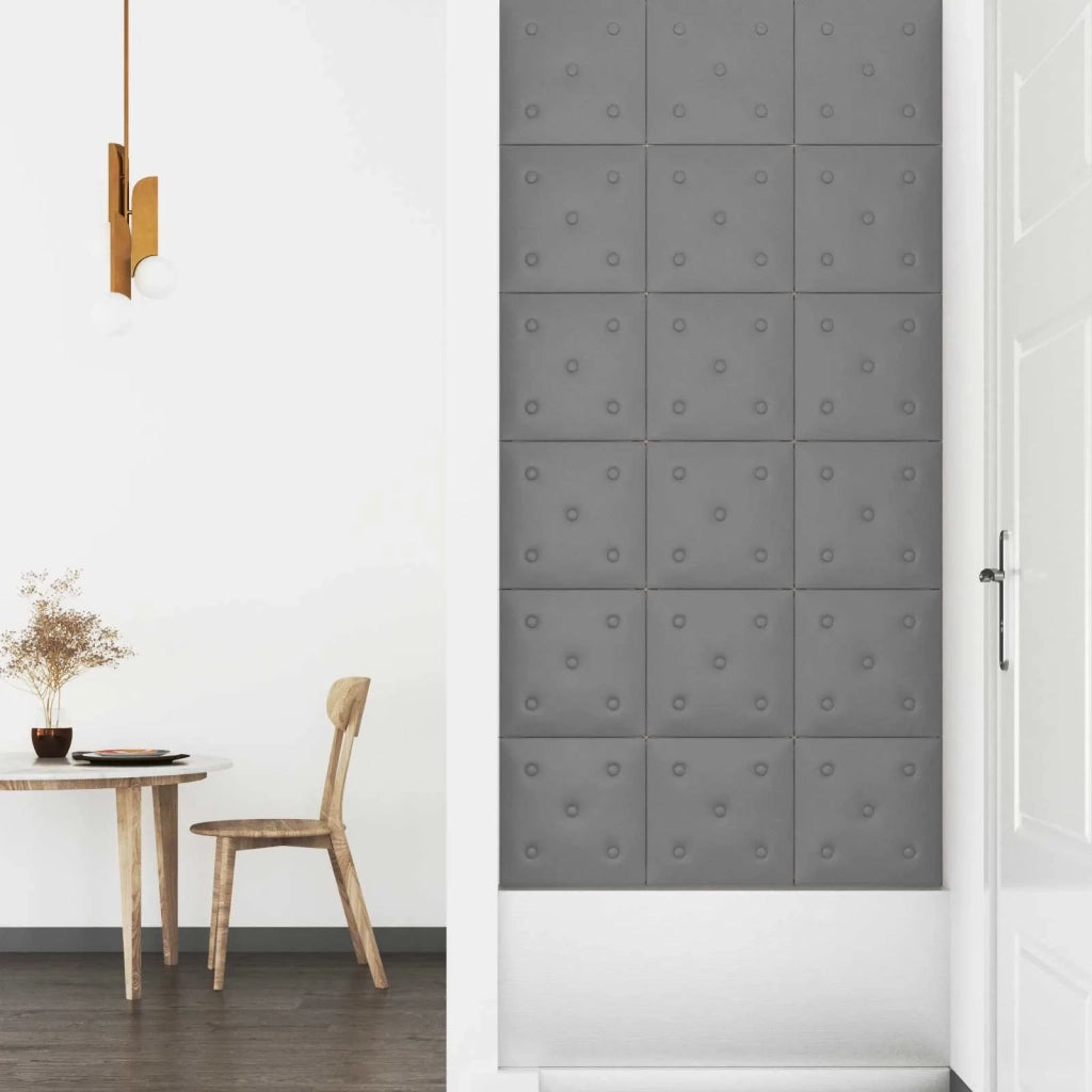 Testiera da Parete 12 pcs Grigio 30 x 30 cm Pelle Sintetica 42046512