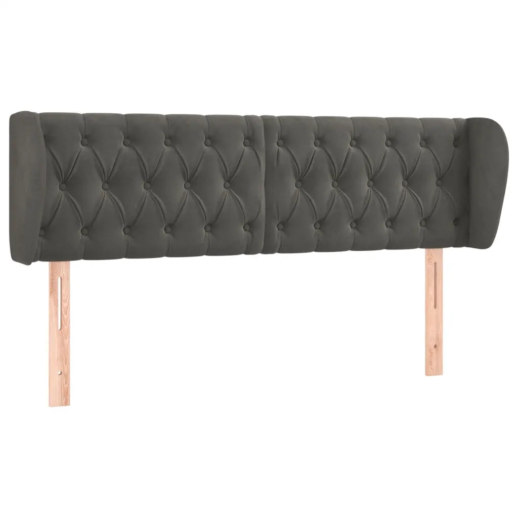 Testiera ad Orecchio-Testata con Orecchie Grigio Scuro 163x23x78/88 cm in Velluto 925738