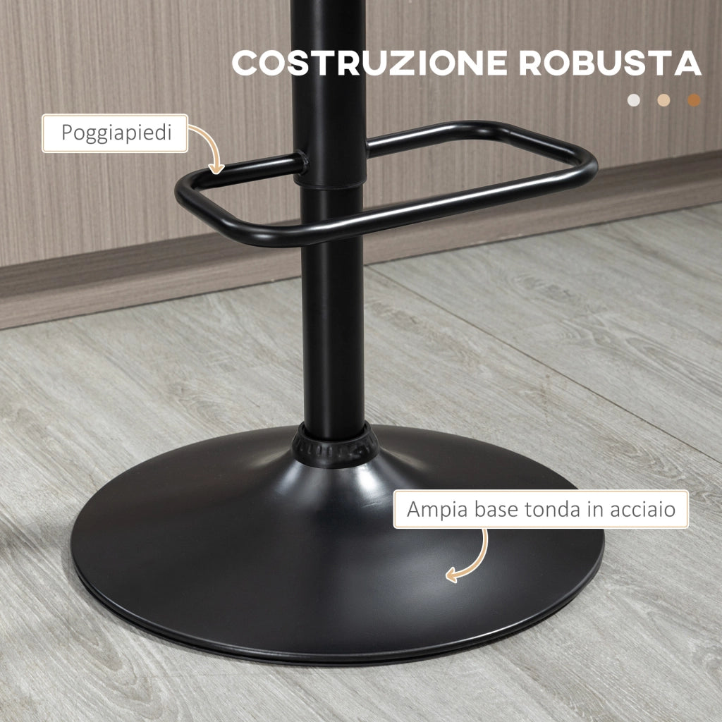 Set 2 Sgabelli da Bar Girevoli Regolabili ¨C Zephmum ¨C Nero e Noce 47.5x50x93.5-116 cm