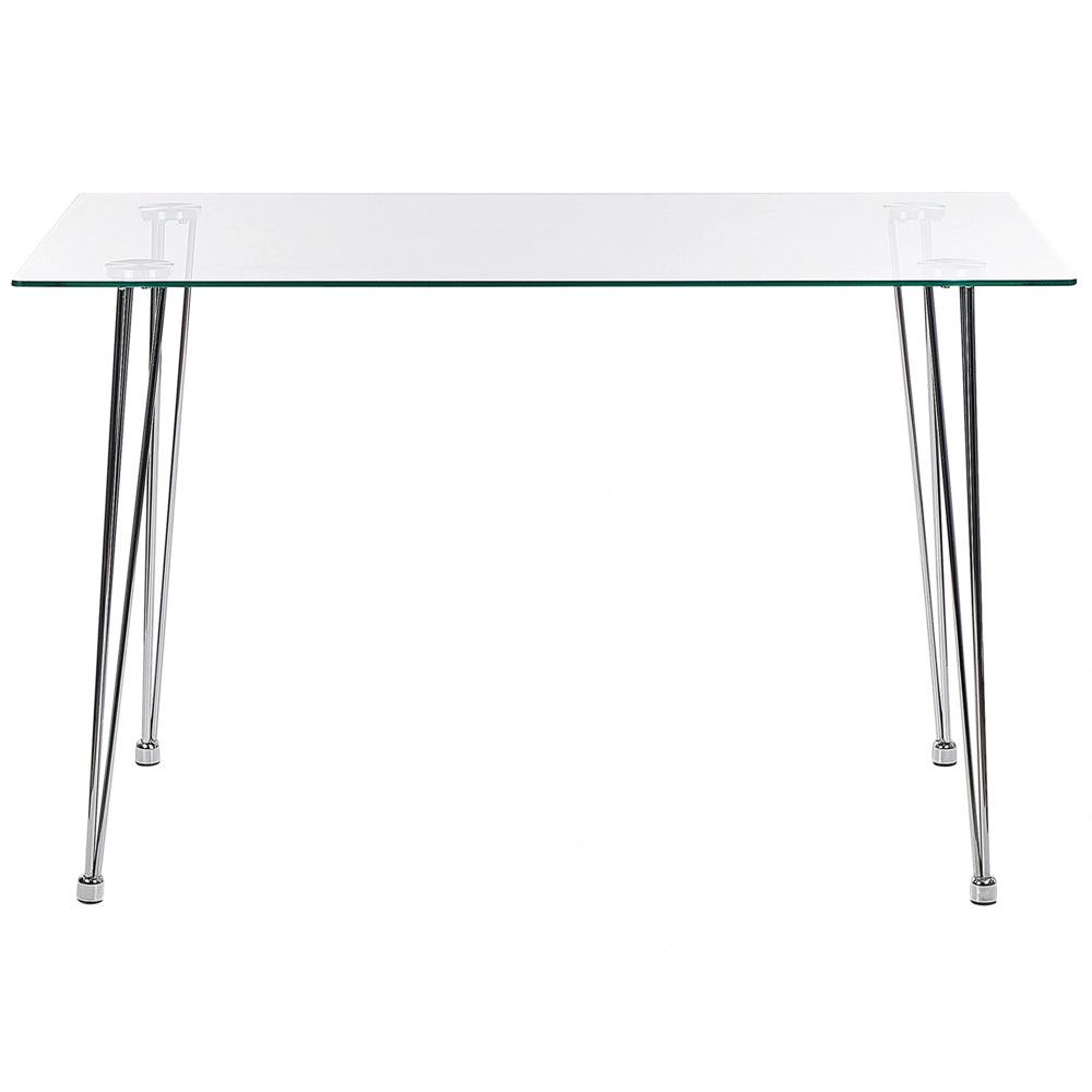 Tavolo da pranzo Piano in vetro temperato argento Rettangolare 120 x 70 cm Capacità 4 persone Design moderno