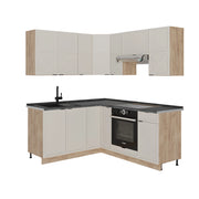 Vicco Cucina angolare completa Grigio/beige/rovere dorato 160 x 190 cm , PL Antracite