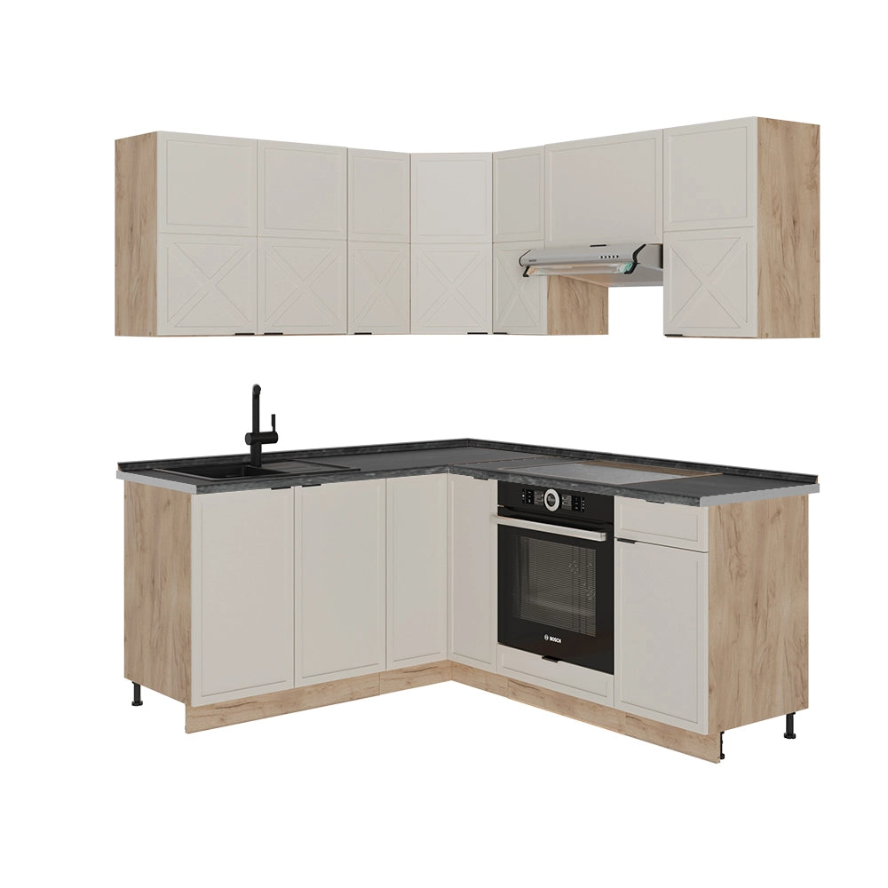 Vicco Cucina angolare completa Grigio/beige/rovere dorato 160 x 190 cm , PL Antracite