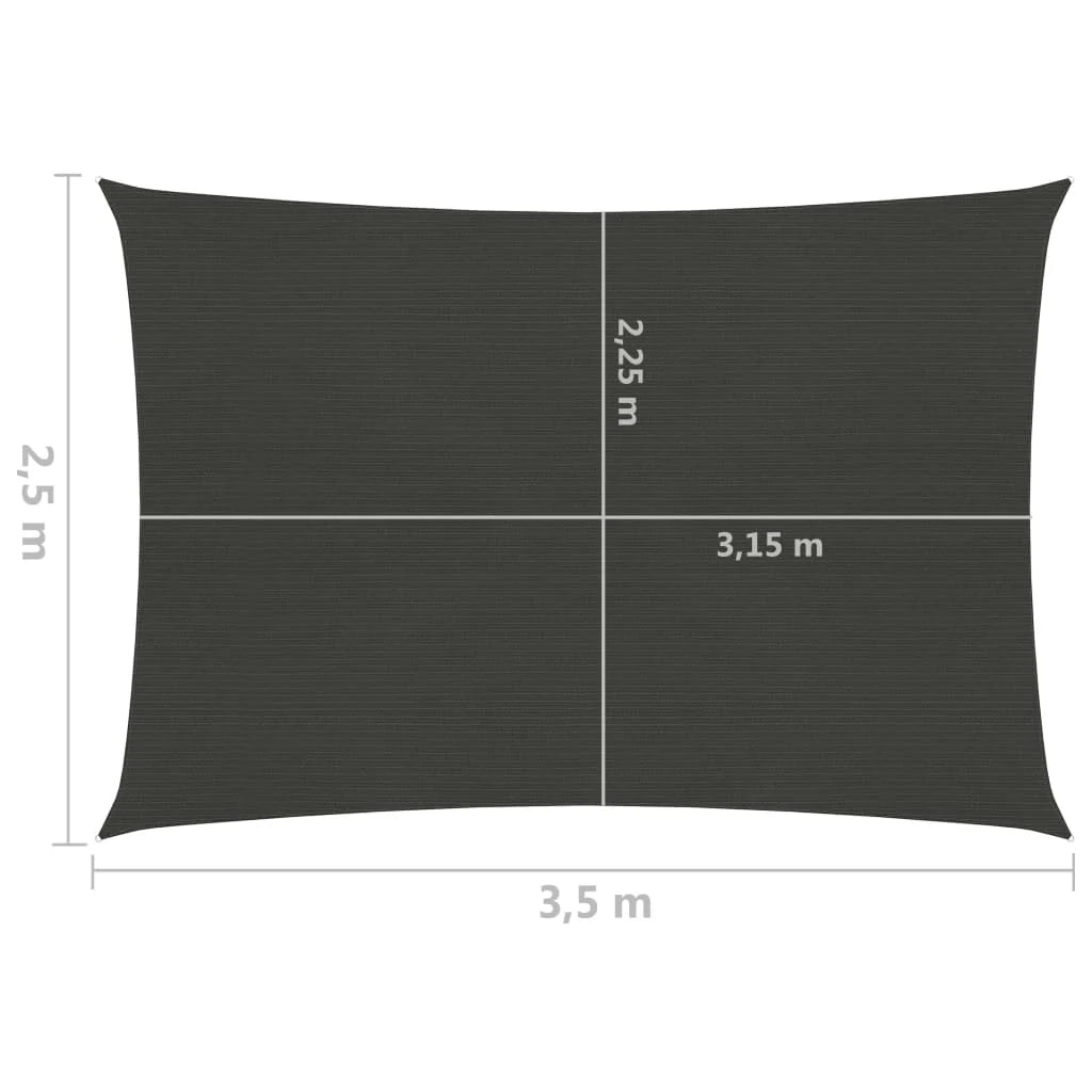 Vela ombreggiante/ombrellone 160 g/m² 2,5 x 3,5 m HDPE antracite 02_0008906