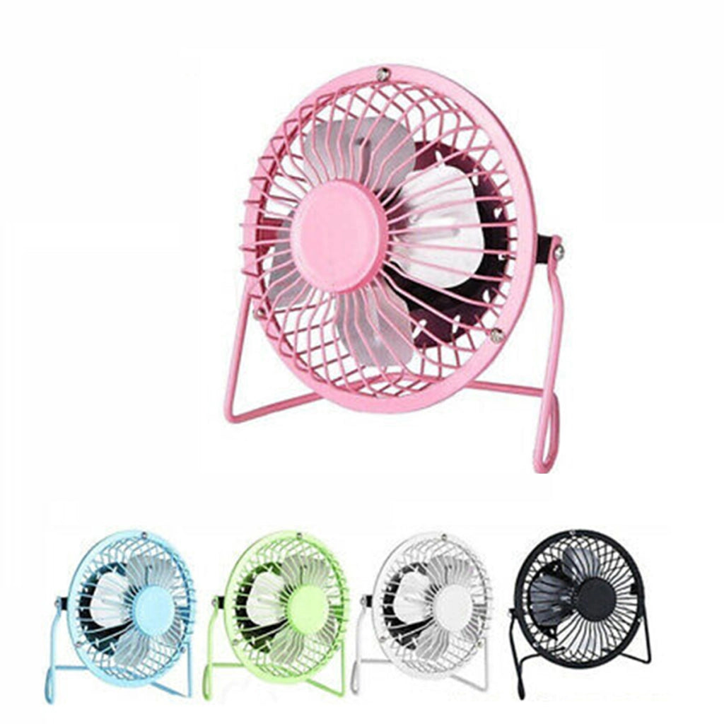 MINI VENTILATORE 4 PALE FAN USB IN METALLO INTERRUTTORE PER PC  13 CM