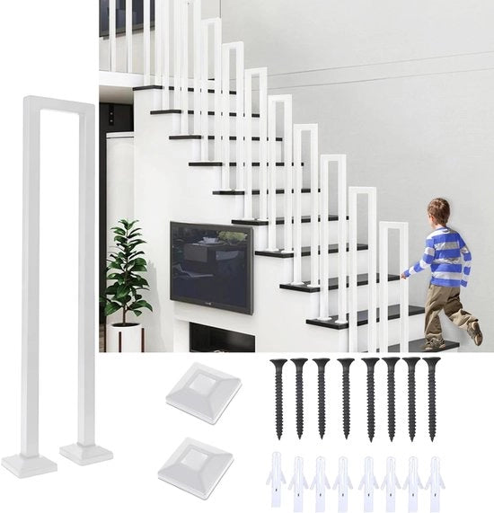 Leuning U-vormig 35-110 cm perimetrale - Leuning per balcone e giardino - Leva per cancelli - Struttura in acciaio robusta - Montaggio semplice - Stile moderno - Bracciuoli perimetrali