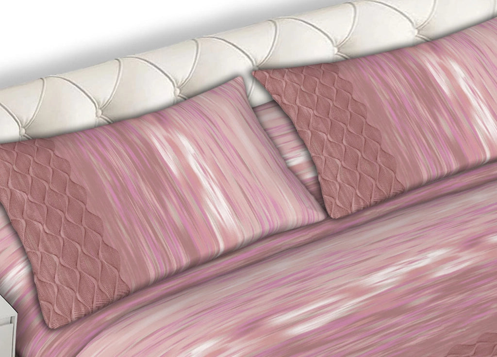 Completo Lenzuola Letto Matrimoniale 100% Cotone Made Italy Dis. Swing CN - 2 Piazze - Rosa Antico