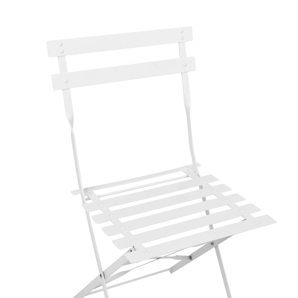 Set da Esterno 3 pezzi Tavolino e 2 Sedile Pieghevoli in Metallo Bianco Giardino Terrazzo Balcone