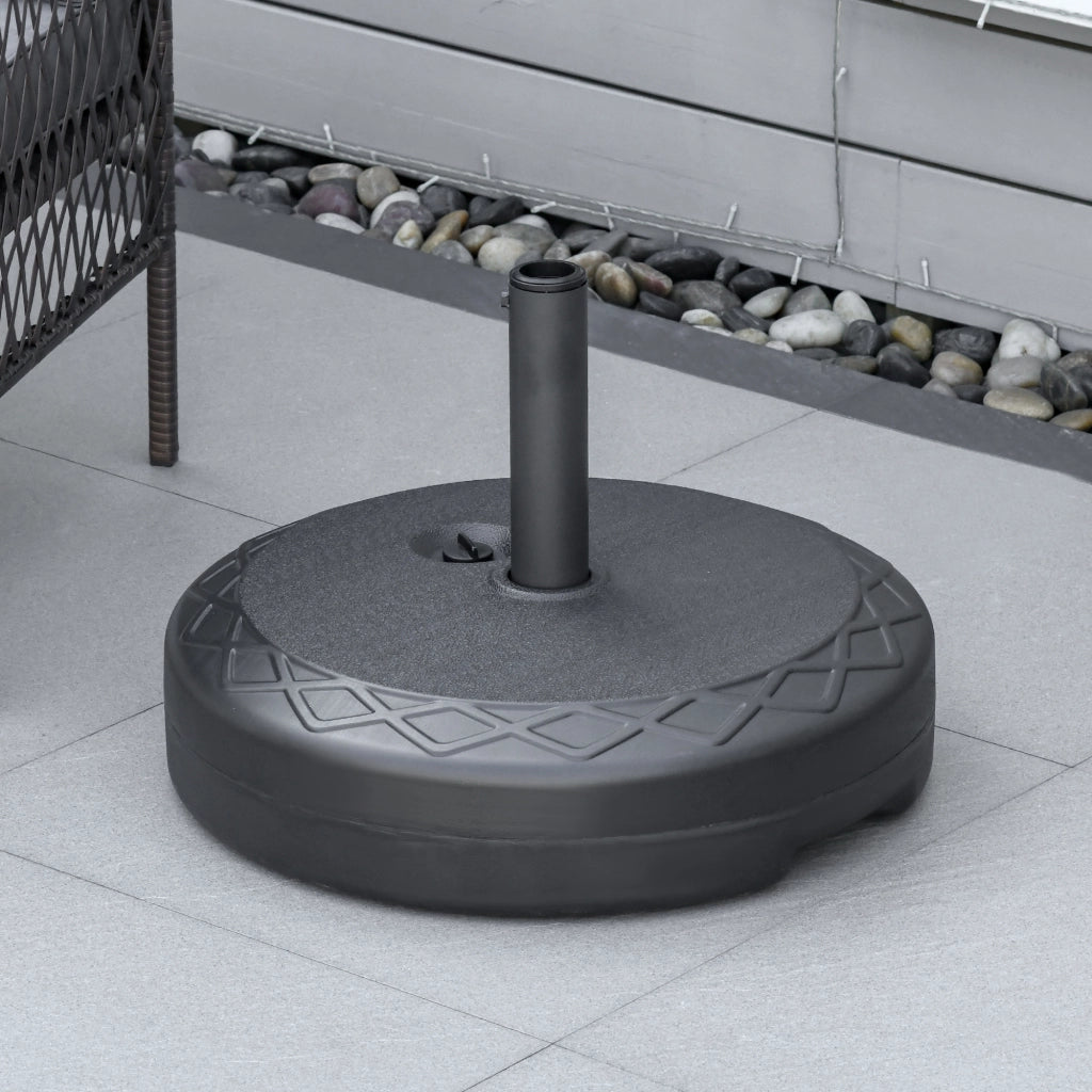 Base per Ombrellone Rotonda ?55cm in Plastica da 30kg per Pali da ?38-48mm, Nero